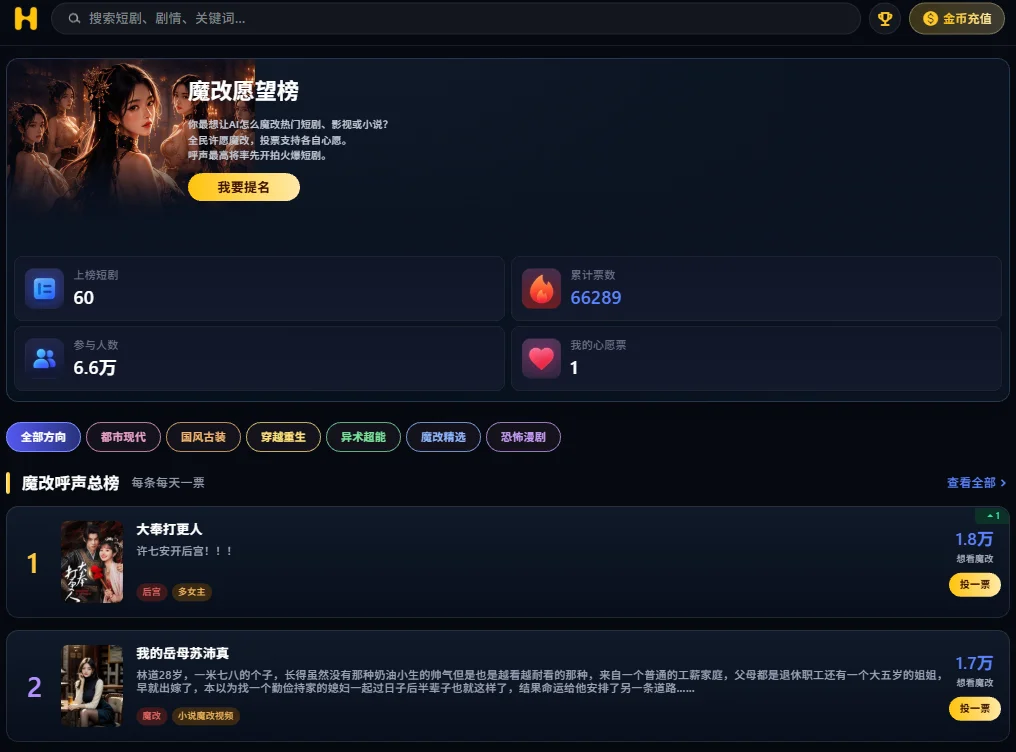 黄豆魔改短剧免费全集app
